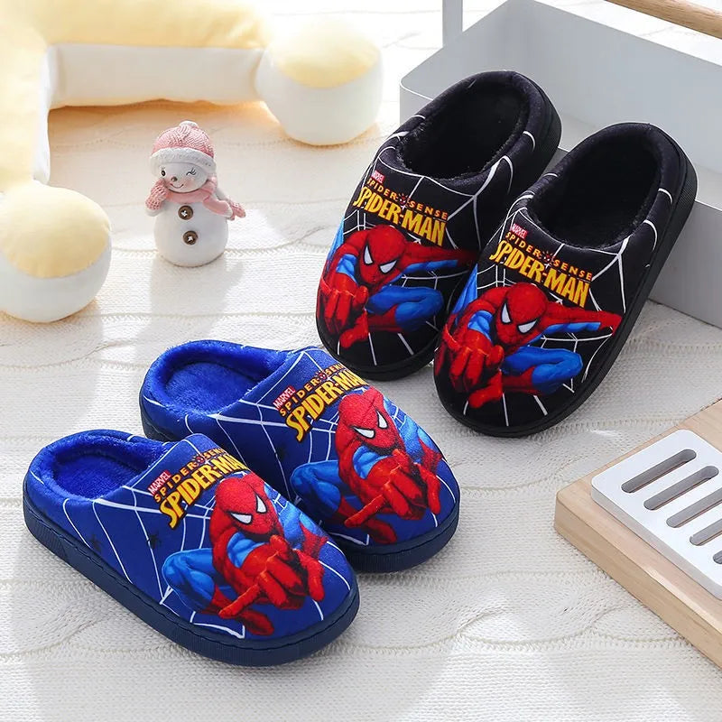 Cartoon Spiderman Cotton Slippers for Boys - Warm & Stylish