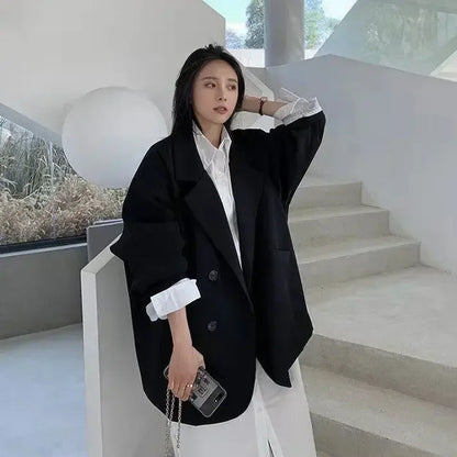 Chic Oversize Black Blazer for Spring & Autumn
