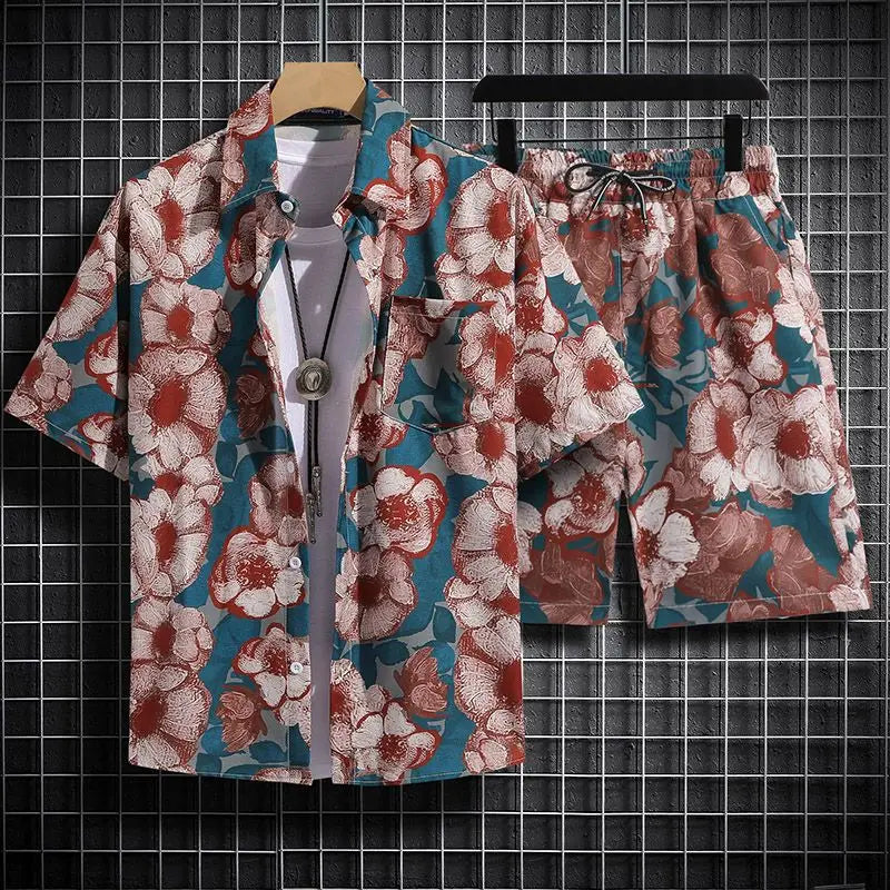 Summer Short-Sleeved Floral Men's Tracksuit