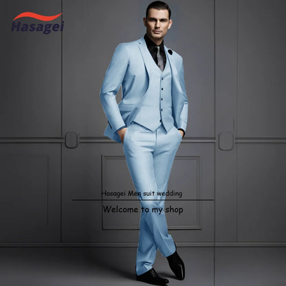 Costume élégant gris foncé pour homme, trois pièces, smoking de mariage, coupe slim, veste, pantalon, gilet, costume de fête formel pour homme