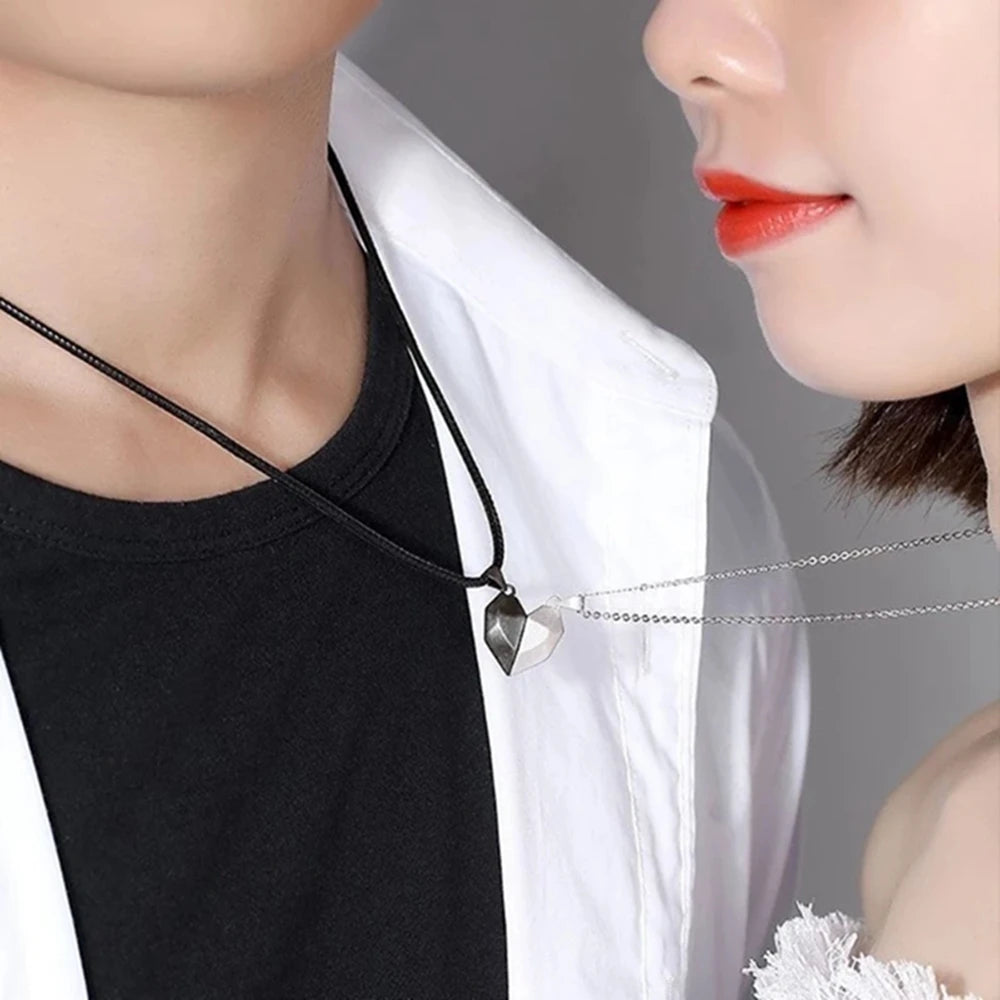 Korean Magnetic Couple Necklace - Gothic Heart Pendant