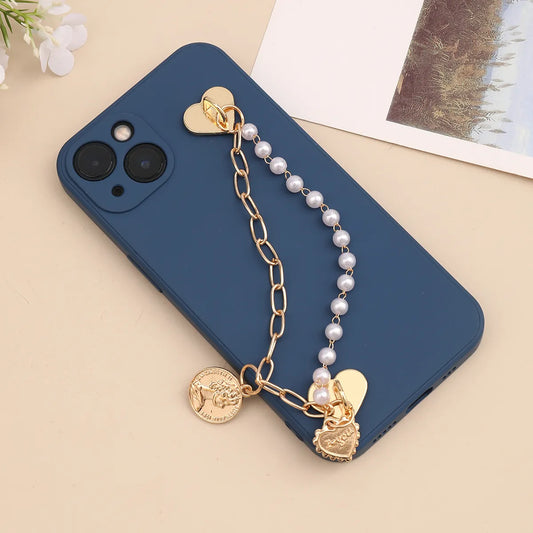Plush colored love chain acrylic bear with love buckle phone case accessories
