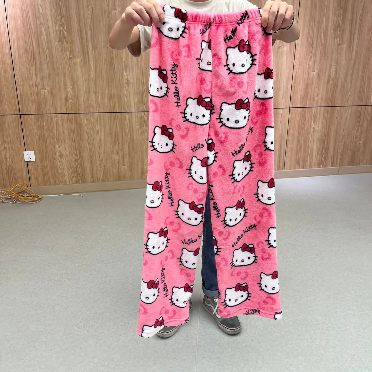 Women Kitty Pajamas Kawaii Woolen Anime Cartoon Autumn Home Pants