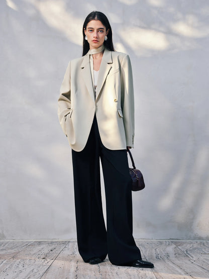 Amii Minimalism Spring Office Lady Blazer mit Spitzen-Tanktop mit V-Ausschnitt