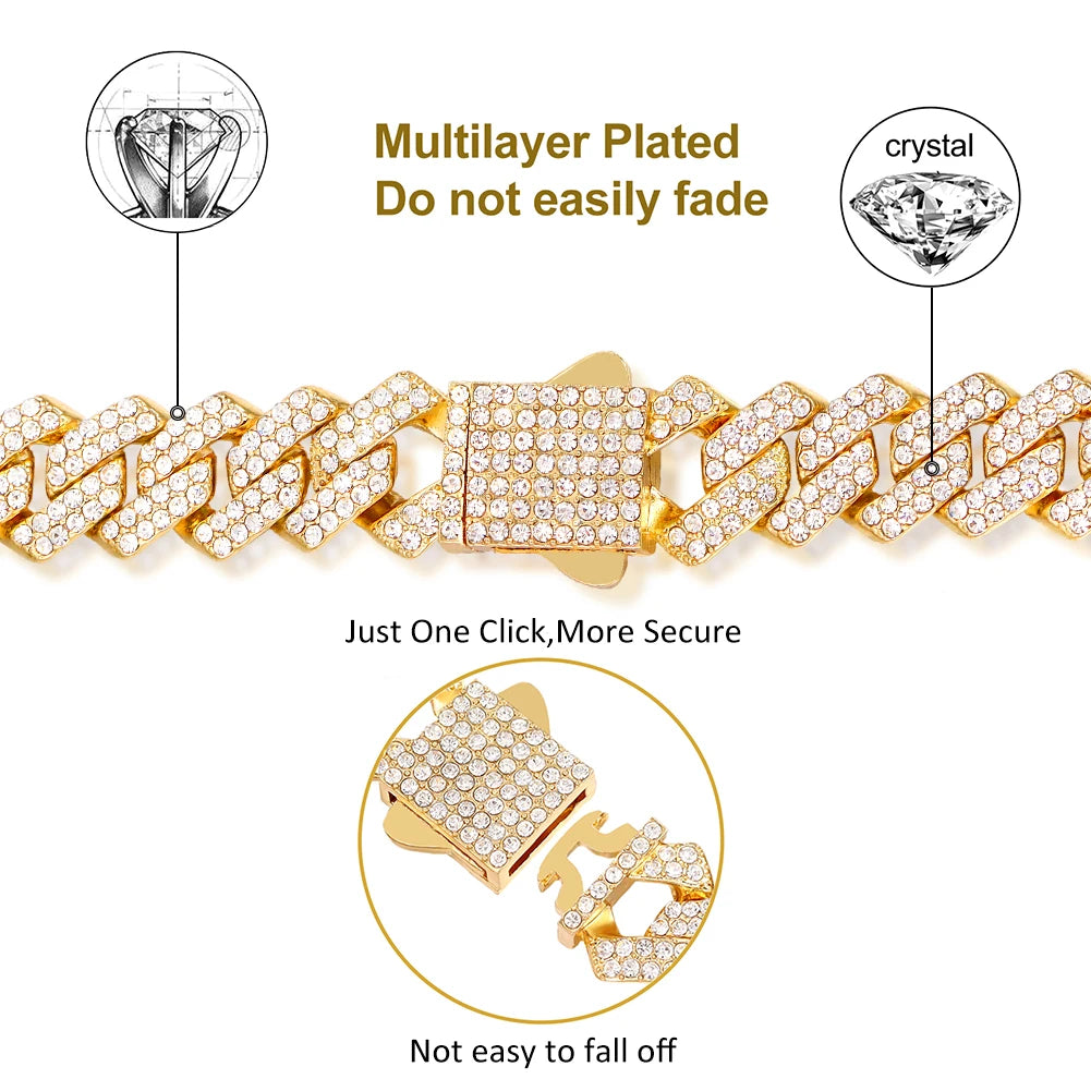 Hip Hop Bling Set Miami Kubanische Gliederkette