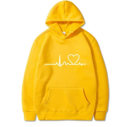 Women's Full Sleeve Heartbeat Print Hoodie