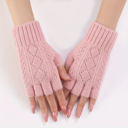 Gants d'hiver doux à demi-doigts en polaire de vison