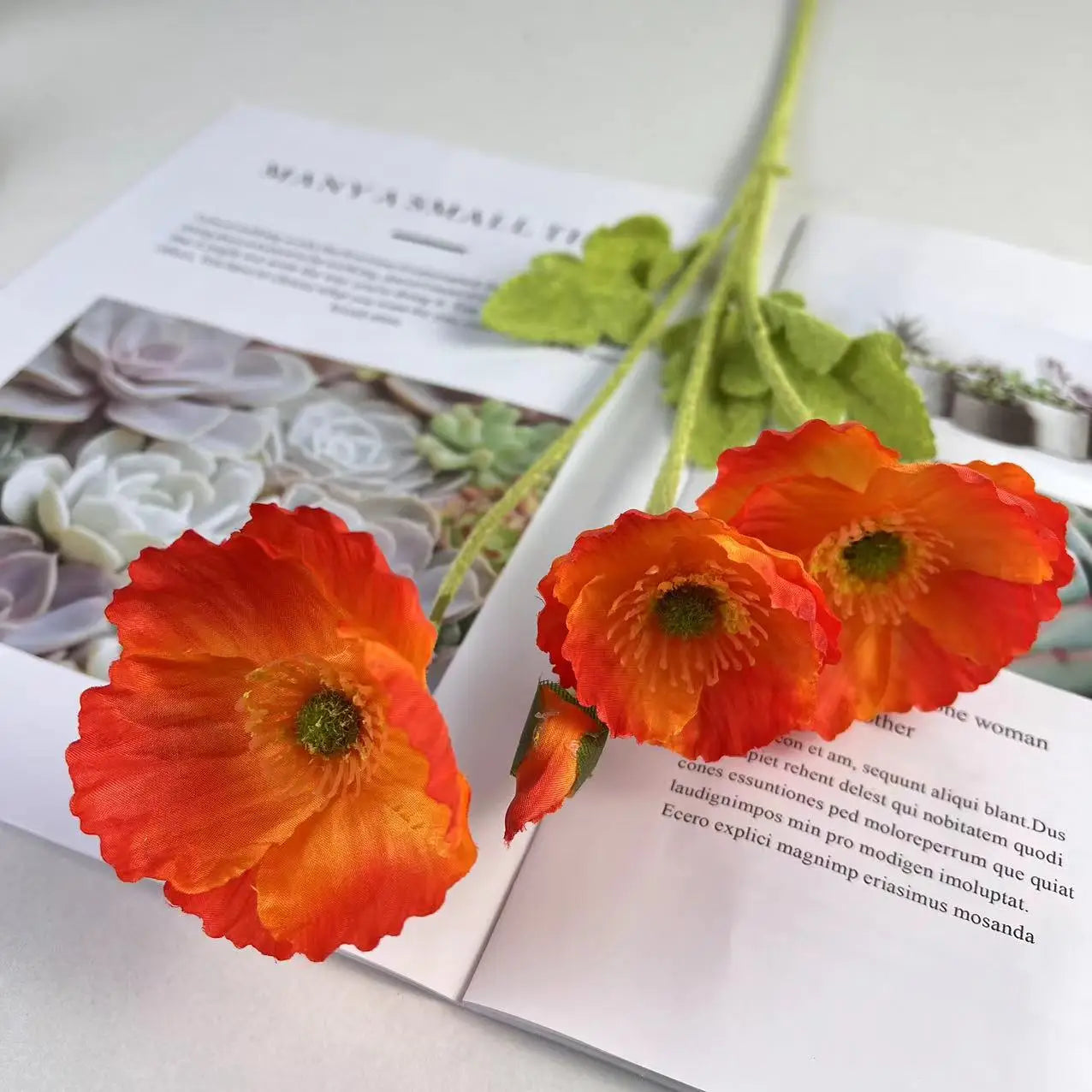 Bouquet de fleurs artificielles en soie de pavot pour décoration d'intérieur