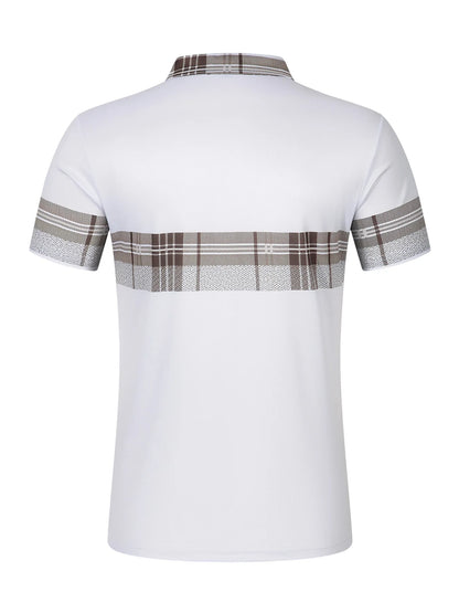 Striped Letter-Print Polo T-Shirt for Men