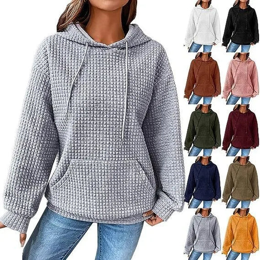 Sweat à capuche gaufré printemps automne femme