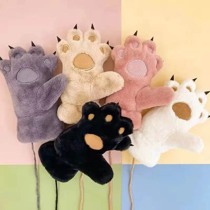 Gants en peluche pour femmes avec pattes d'ours - Mitaines chaudes et moelleuses pour animaux