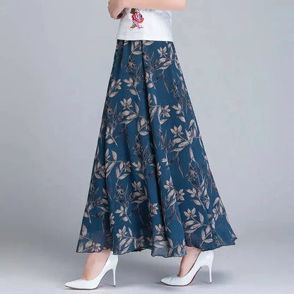 Chiffon Floral High-Waist Maxi Skirt