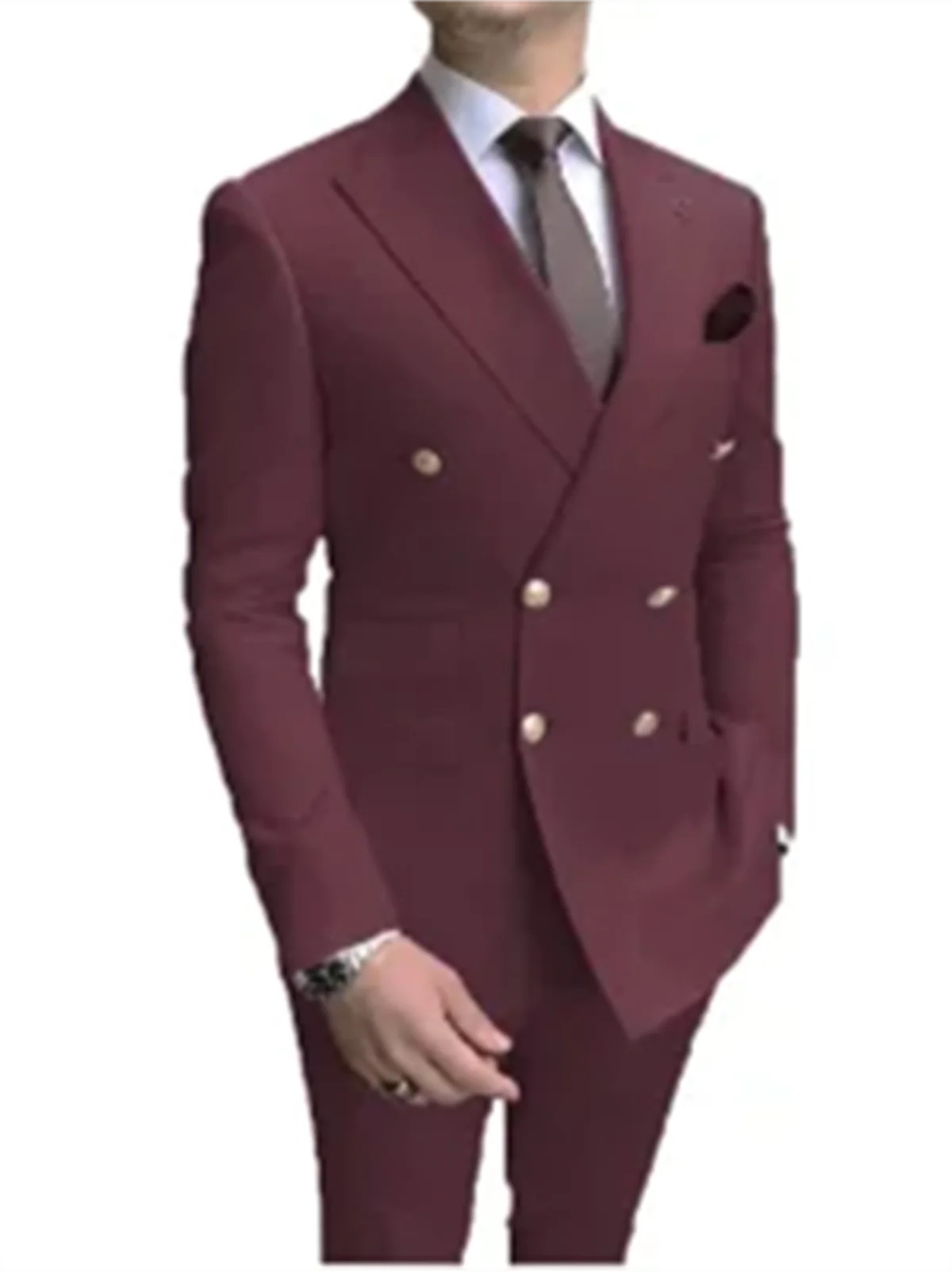 Lässiges, zweireihiges Anzugset in Himmelblau