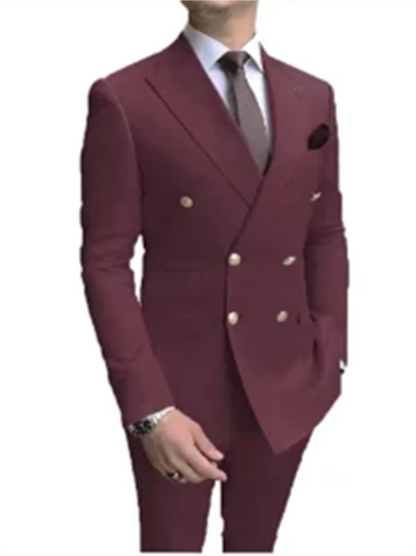 Lässiges, zweireihiges Anzugset in Himmelblau