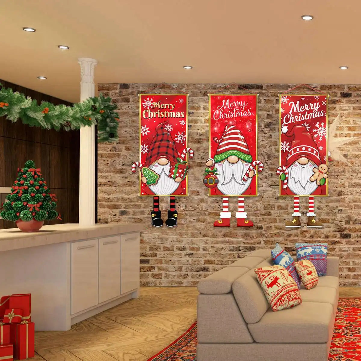 Drapeau suspendu du père noël, décorations de joyeux noël pour la maison