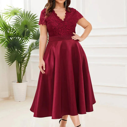 Romantic Lace A-Line Wedding Guest Dress