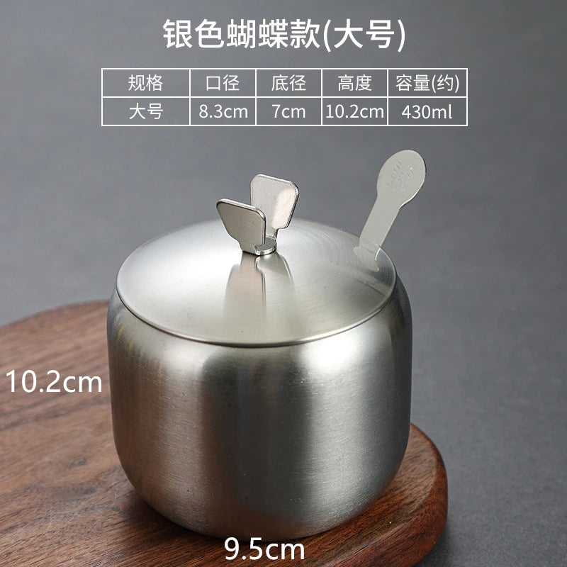 Stainless Steel Seasoning Jar & Lid Spoon