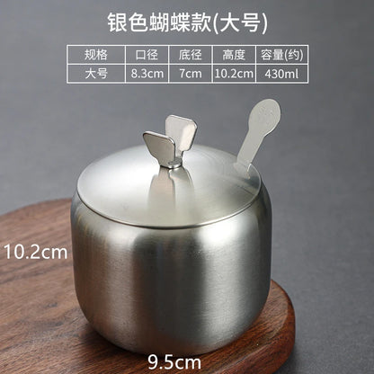 Stainless Steel Seasoning Jar & Lid Spoon