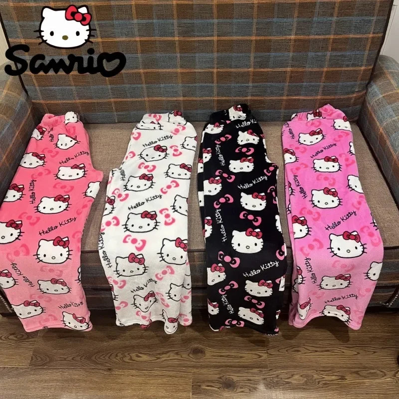 pajamas women, anime pajamas, kitty pajamas, kawaii pajamas, trousers women, wool pants women, loungewear women, woolen pants,