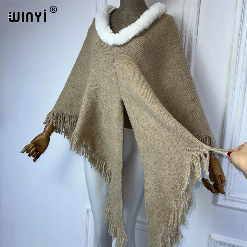 WINYI Pullover Sweater Cape for Autumn and Winter