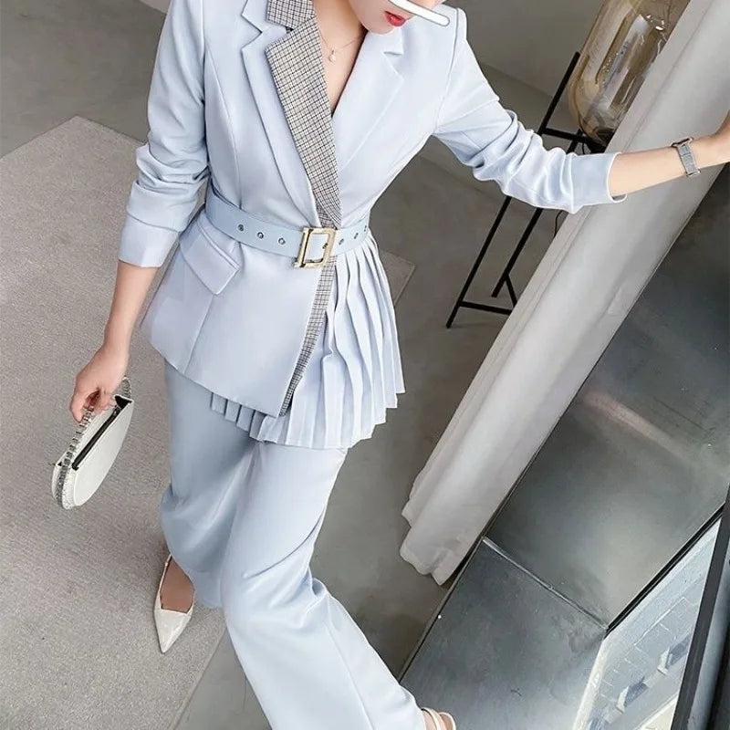 Women's Blazer and Pants Set- Autumn Winter Business Suit