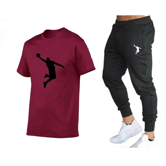 Luxuriöser Designer-Trainingsanzug für Herren: T-Shirt- und Hosen-Set