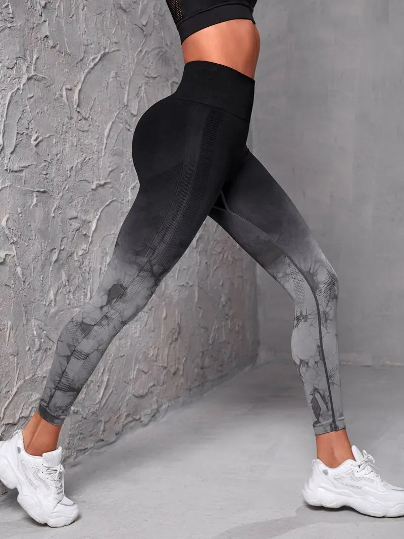 Nahtlose Yoga-Leggings mit Batikmuster