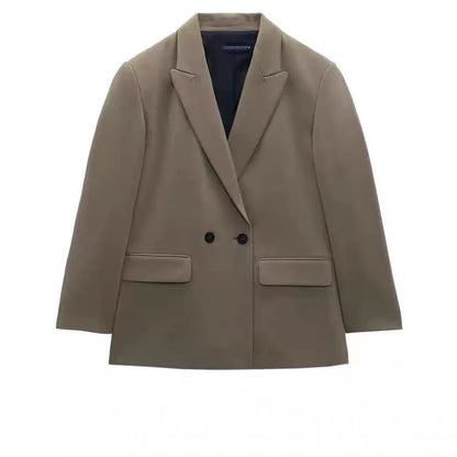 Blazer croisé à manches longues et revers pour femme