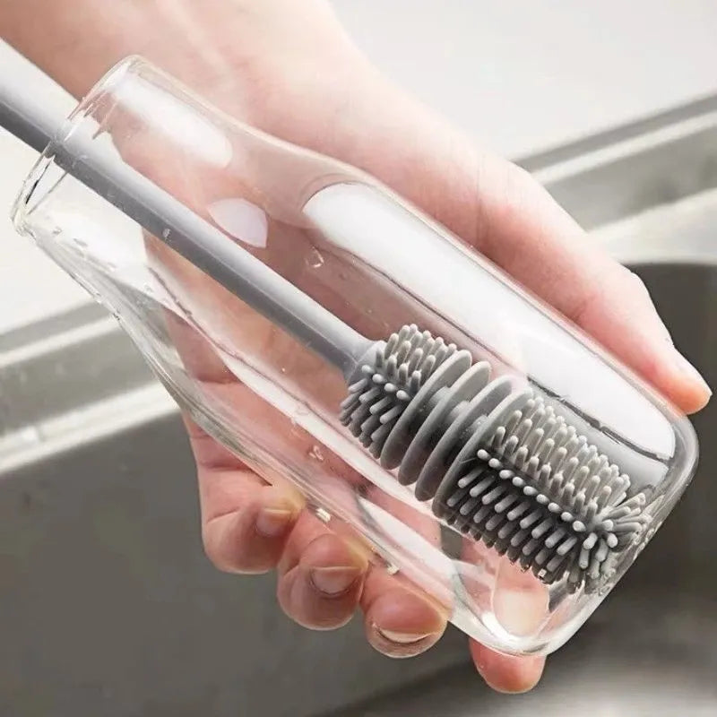 Long-Handled Silicone Cup Brush for Kitchen Cleaning