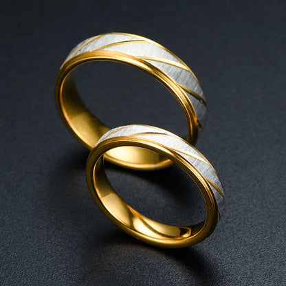 Bagues de couple à motif de vague unique - Bague en acier inoxydable de haute qualité, cadeau pour couple