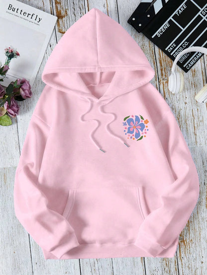 Sweat-shirt bouffant à motif palmier rose tendance pour femme