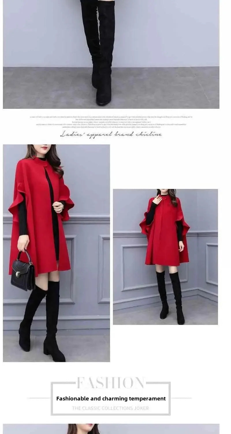 Medium-Length A-Line Woolen Jacket