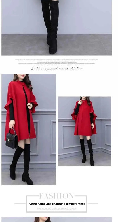 Medium-Length A-Line Woolen Jacket