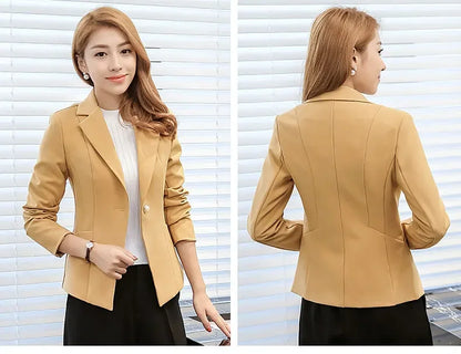 Elegant Women's Skinny Patchwork Blazer with Ruffles for Spring/Summer