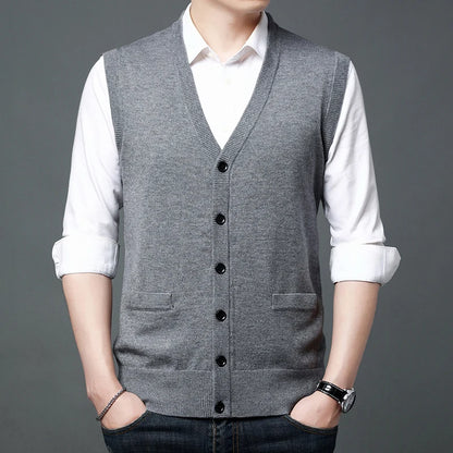 Men's Wool Blended Vest Sweater