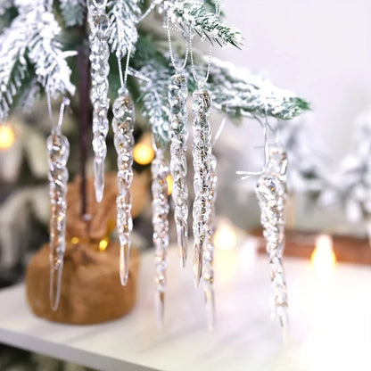 12/24/36pcs Crystal Clear Icicle Christmas Ornaments