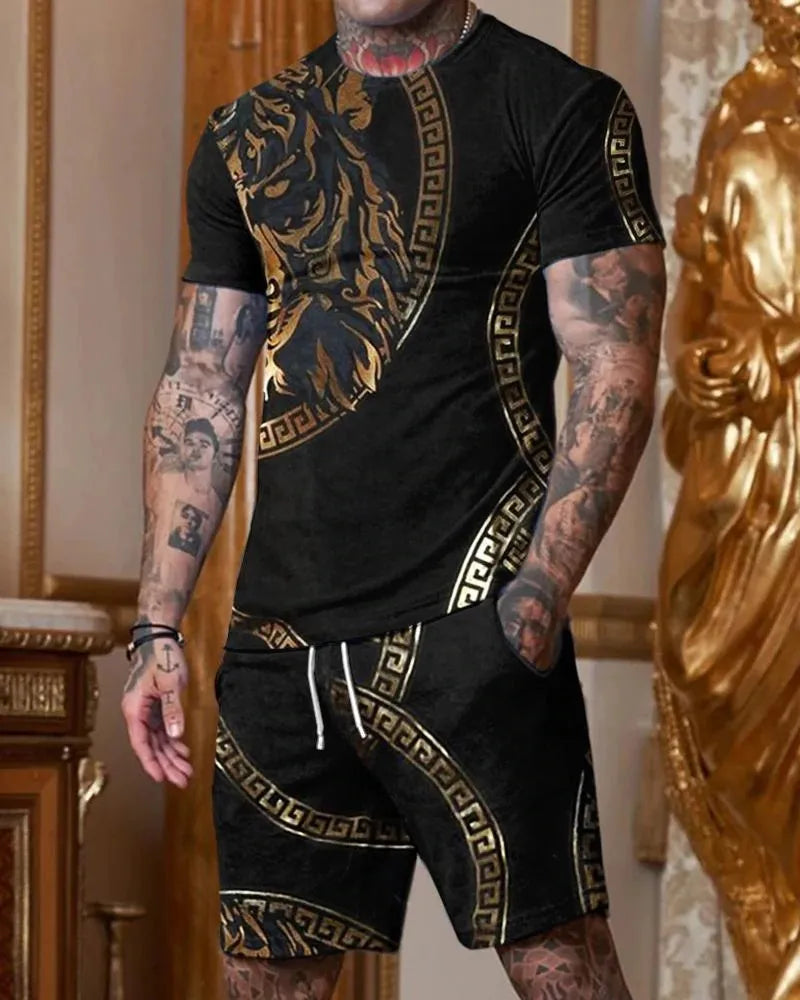 Summer Men's O-Neck Short Sleeves Tracksuit