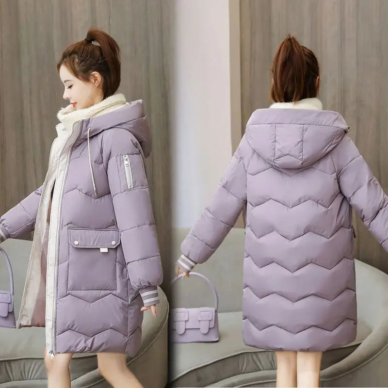 Parka surdimensionnée à capuche pour femme, manteau long et chaud coupe-vent