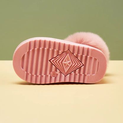 Bottes de neige en cuir véritable pour bébé fille, chaudes, en peluche et à semelle souple