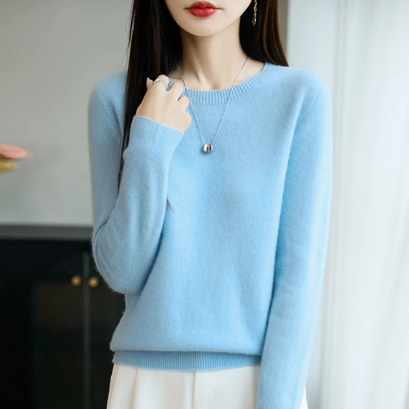 Women's Winter Warm Crew Neck Wool Sweater