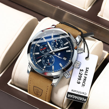 Luxus-Armbanduhr, wasserdichte Uhr – Herrenuhr, Sport-Leder, Herren-Quarzuhren 