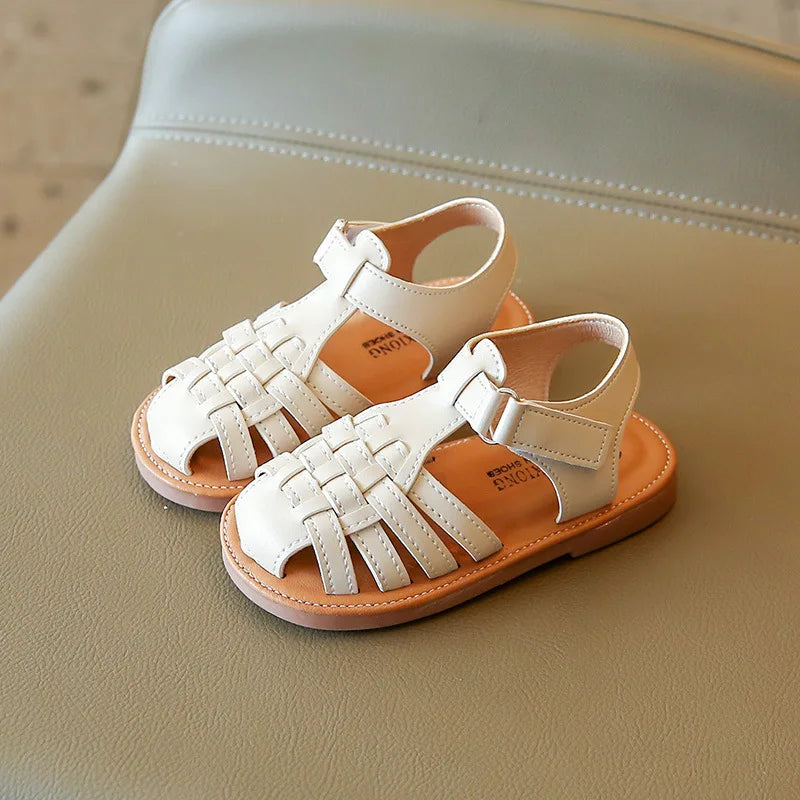 Solid Weave Girl's Sandals - Closed Toe Girls Shoes