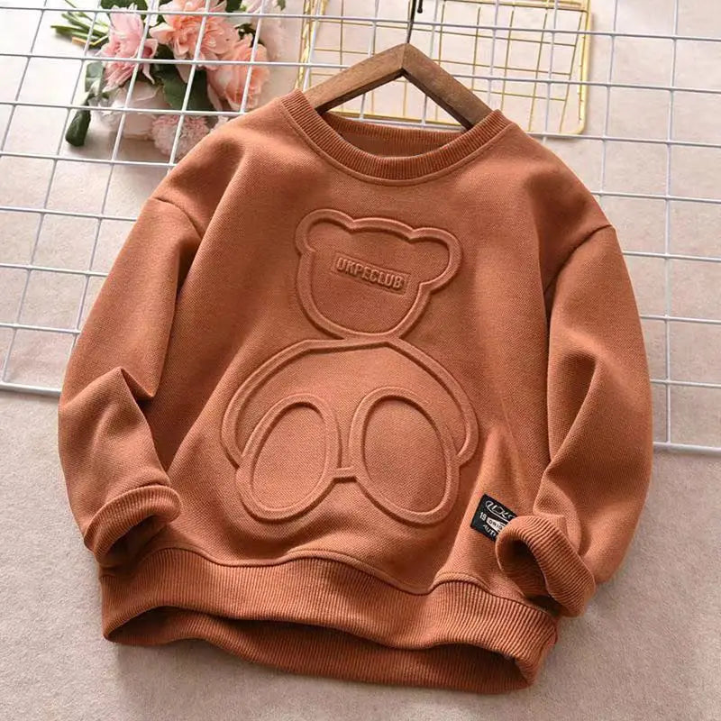 Long Sleeve O-neck Cute Tops for Girls Boys