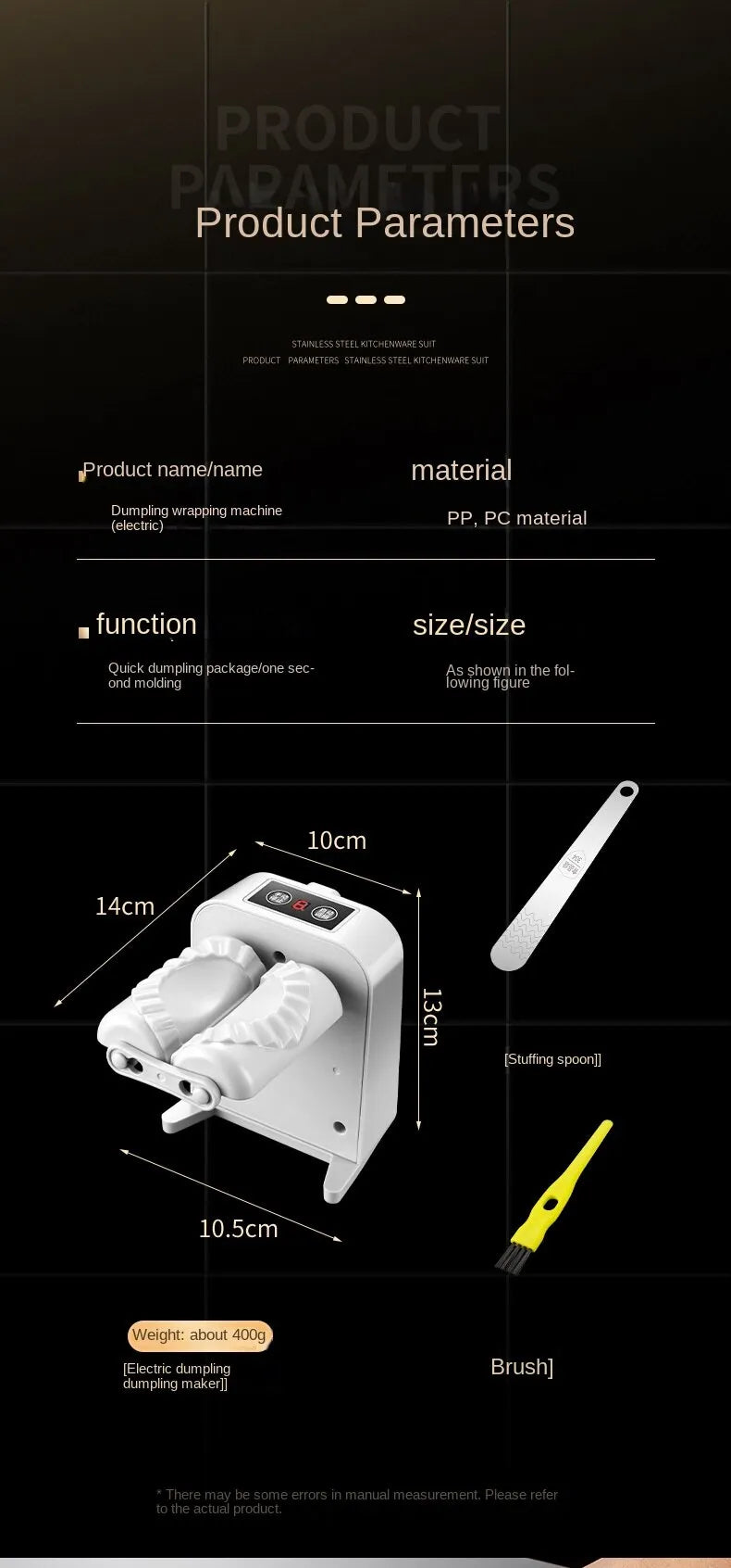 Machine à raviolis électrique avec cuillère et brosse