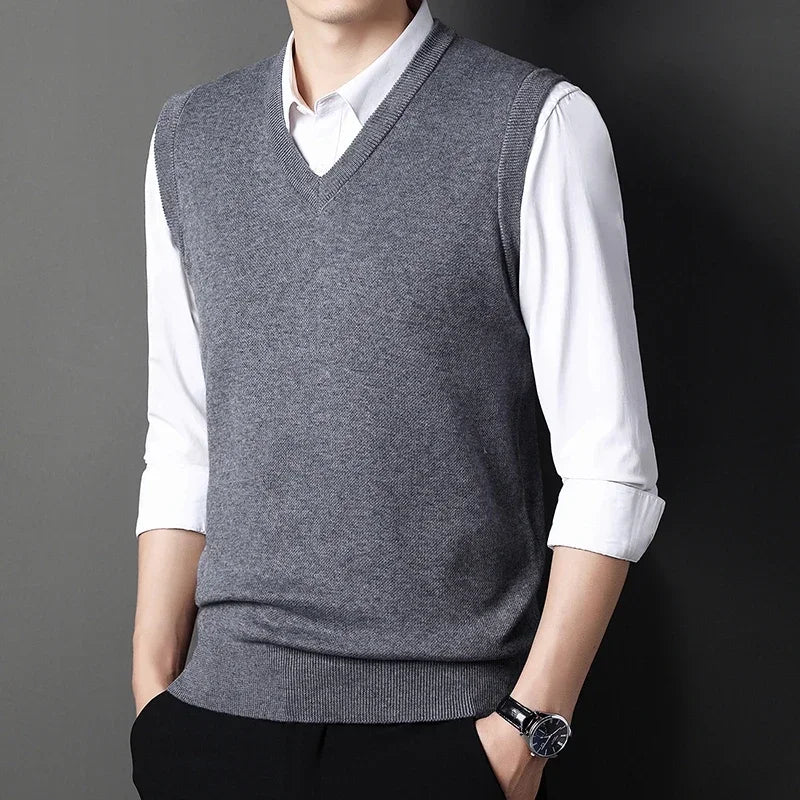 Men's V-neck Knitted Sleeveless Sweaters