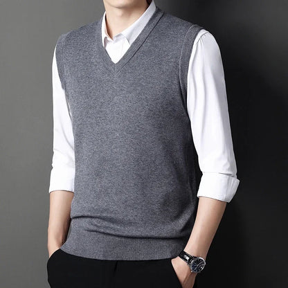 Men's V-neck Knitted Sleeveless Sweaters