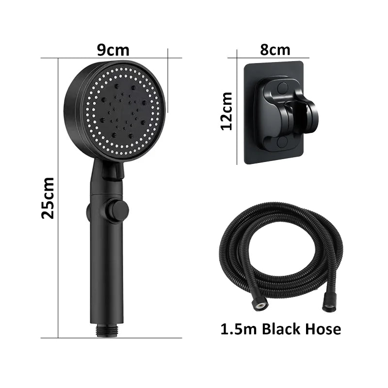 Adjustable High-Pressure Shower Head with 5 Modes and Hose