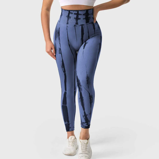 Neue nahtlose Yoga-Leggings mit hoher Taille und Batikmuster