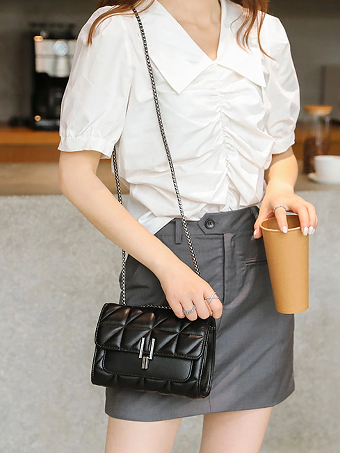 Women's Leather Shoulder Bag - Ladies Solid Color Purse