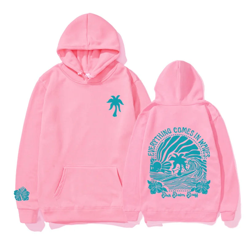 Trendiges PINK PALM PUFF Sweatshirt für Herbst Streetwear